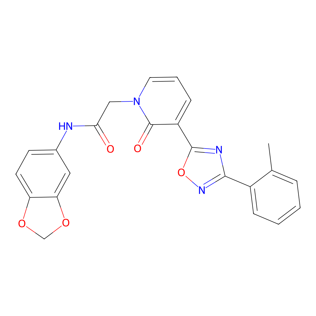 N-(2H-1,3-benzodioxol-5-yl)-2-{3-[3-(2-methylphenyl)-1,2,4-oxadiazol-5-yl]-2-oxo-1,2-dihydropyridin-1-yl}acetamide molecular structure, CAS 1251611-85-4
