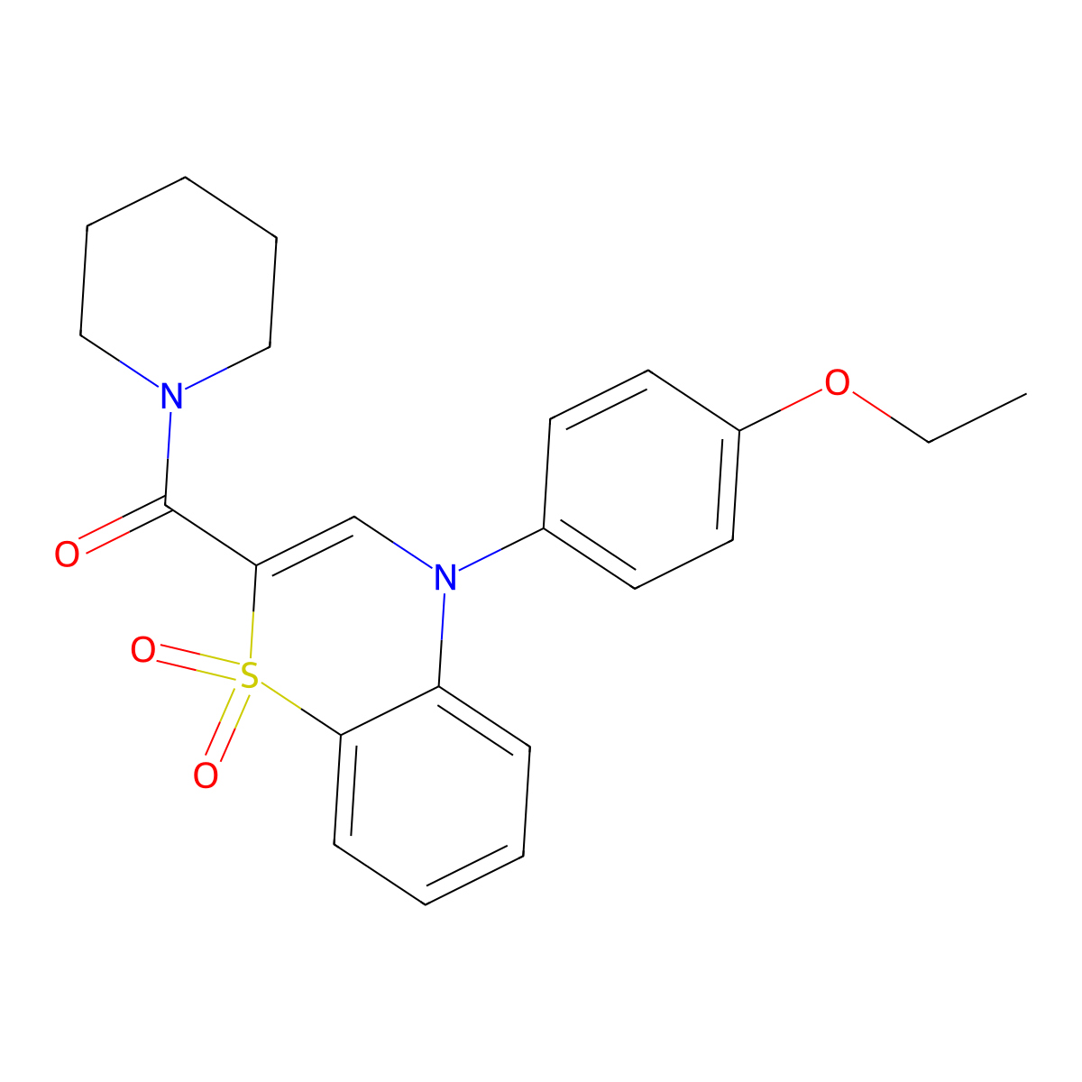 [4-(4-ethoxyphenyl)-1,1-dioxido-4H-1,4-benzothiazin-2-yl](piperidin-1-yl)methanone molecular structure, CAS 1251611-87-6