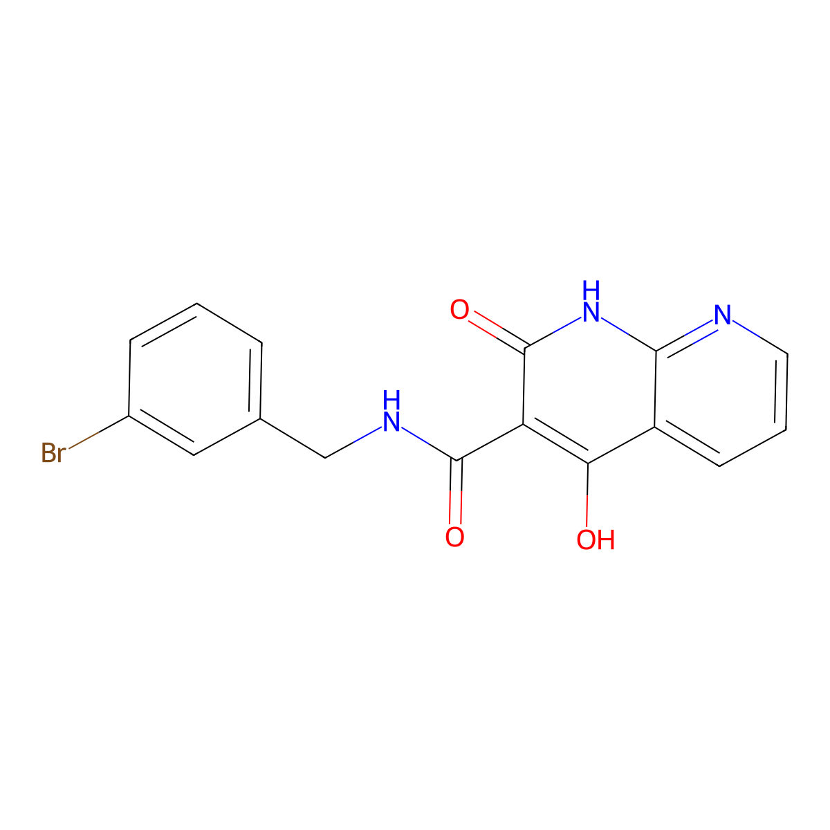 N~3~-(3-bromobenzyl)-4-hydroxy-2-oxo-1,2-dihydro[1,8]naphthyridine-3-carboxamide molecular structure, CAS 1251611-88-7