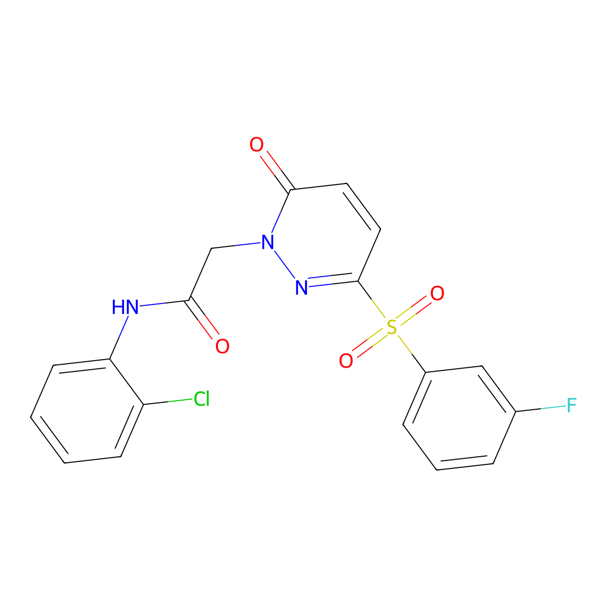 N-(2-chlorophenyl)-2-(3-((3-fluorophenyl)sulfonyl)-6-oxopyridazin-1(6H)-yl)acetamide molecular structure, CAS 1251611-89-8