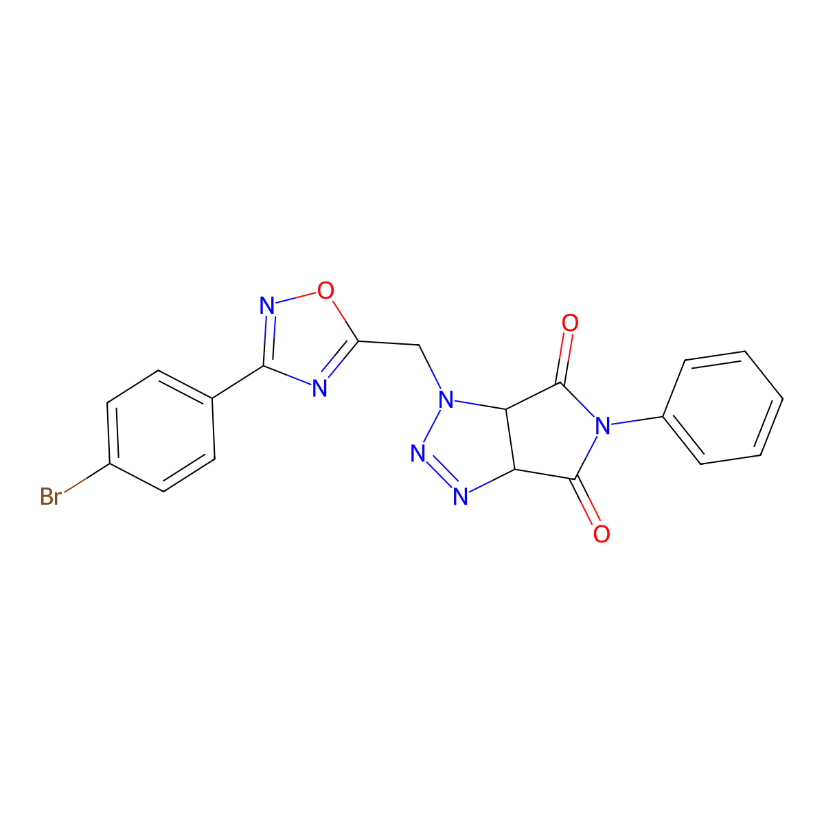 1-((3-(4-bromophenyl)-1,2,4-oxadiazol-5-yl)methyl)-5-phenyl-1,6a-dihydropyrrolo[3,4-d][1,2,3]triazole-4,6(3aH,5H)-dione molecular structure, CAS 1251611-97-8