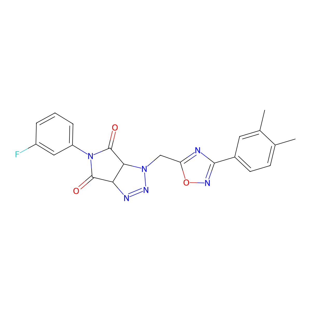 1-((3-(3,4-dimethylphenyl)-1,2,4-oxadiazol-5-yl)methyl)-5-(3-fluorophenyl)-1,6a-dihydropyrrolo[3,4-d][1,2,3]triazole-4,6(3aH,5H)-dione molecular structure, CAS 1251612-02-8
