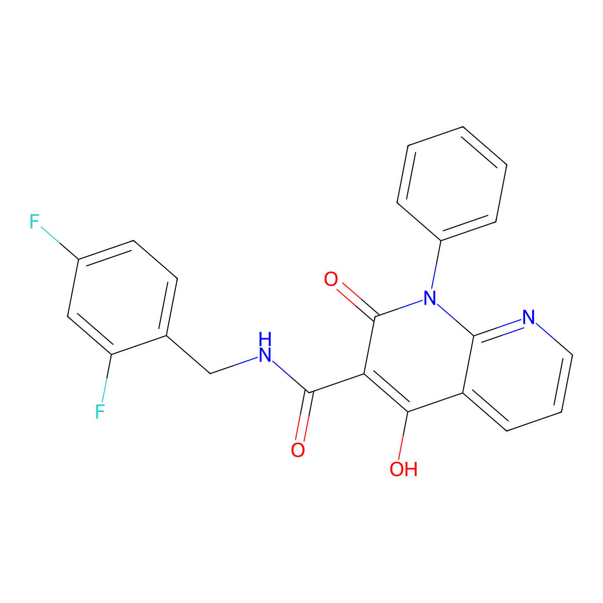 N-[(2,4-difluorophenyl)methyl]-4-hydroxy-2-oxo-1-phenyl-1,2-dihydro-1,8-naphthyridine-3-carboxamide molecular structure, CAS 1251612-03-9