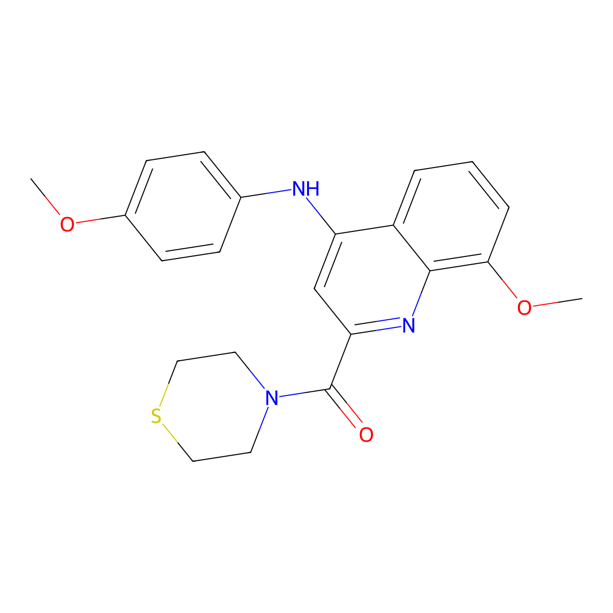 (8-Methoxy-4-((4-methoxyphenyl)amino)quinolin-2-yl)(thiomorpholino)methanone molecular structure, CAS 1251612-08-4