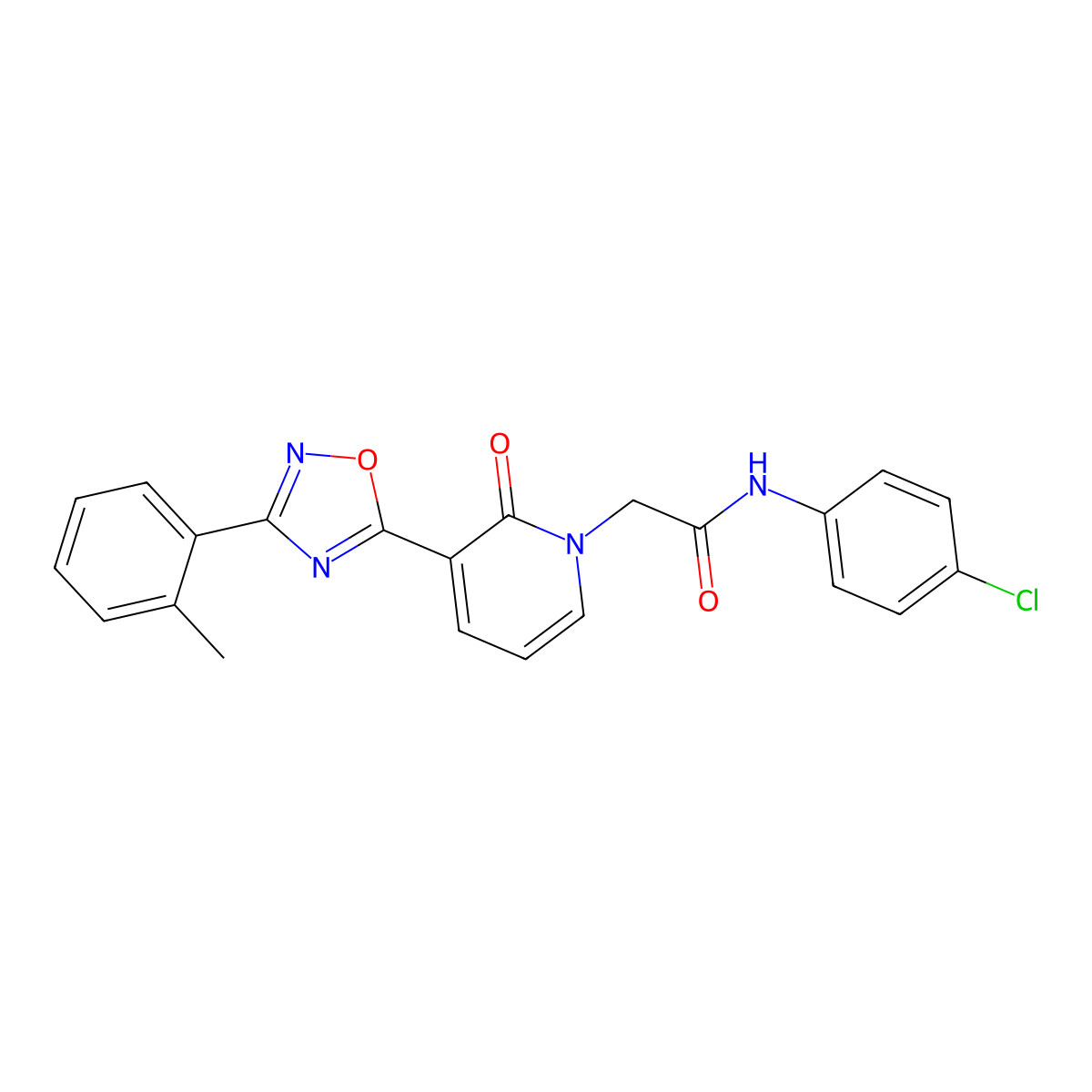 N-(4-chlorophenyl)-2-(2-oxo-3-(3-(o-tolyl)-1,2,4-oxadiazol-5-yl)pyridin-1(2H)-yl)acetamide molecular structure, CAS 1251612-10-8