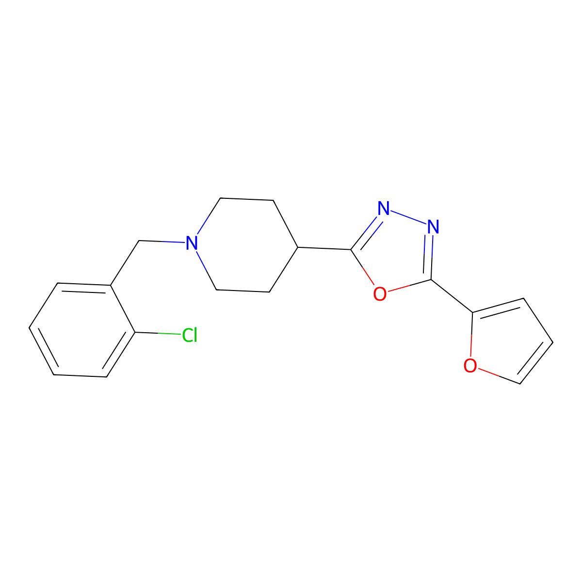 2-(1-(2-Chlorobenzyl)piperidin-4-yl)-5-(furan-2-yl)-1,3,4-oxadiazole molecular structure, CAS 1251612-12-0