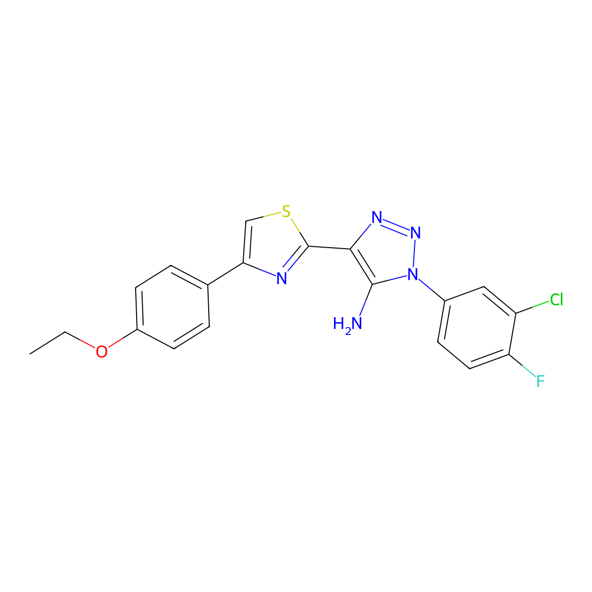 1-(3-chloro-4-fluorophenyl)-4-[4-(4-ethoxyphenyl)-1,3-thiazol-2-yl]-1H-1,2,3-triazol-5-amine molecular structure, CAS 1251612-16-4