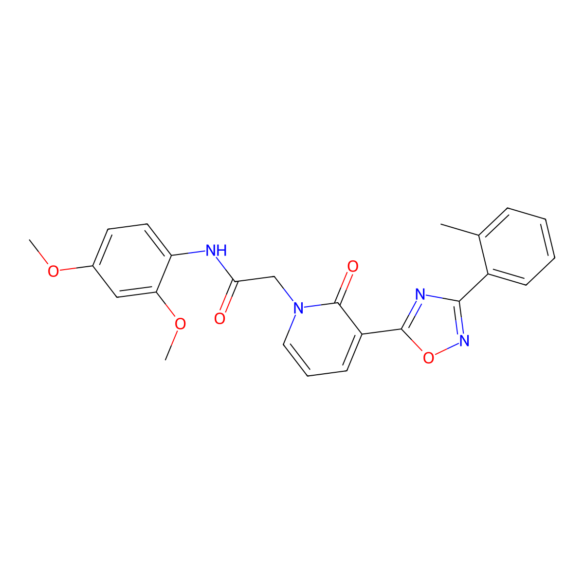 N-(2,4-dimethoxyphenyl)-2-(2-oxo-3-(3-(o-tolyl)-1,2,4-oxadiazol-5-yl)pyridin-1(2H)-yl)acetamide molecular structure, CAS 1251612-18-6