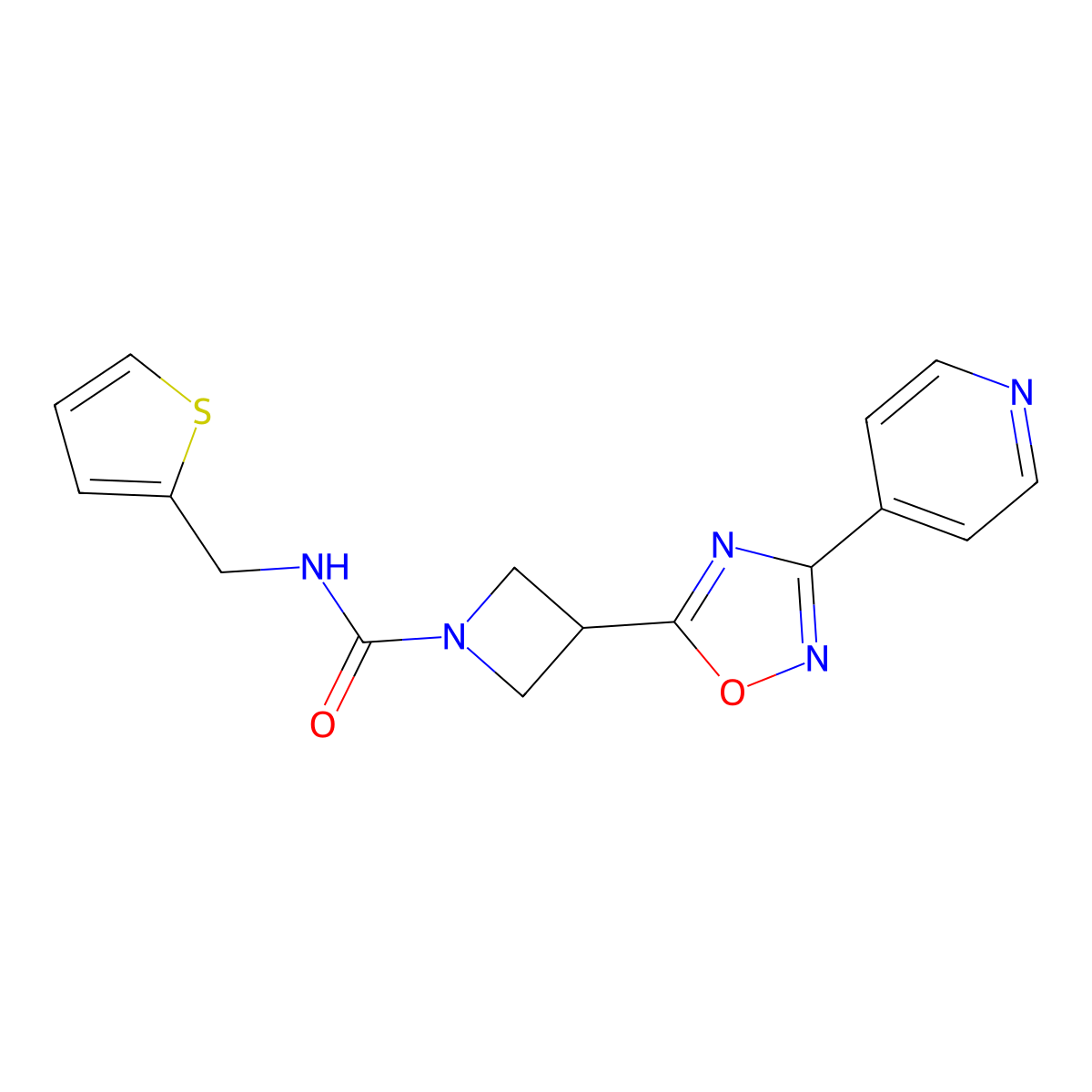 3-(3-(pyridin-4-yl)-1,2,4-oxadiazol-5-yl)-N-(thiophen-2-ylmethyl)azetidine-1-carboxamide molecular structure, CAS 1251612-20-0