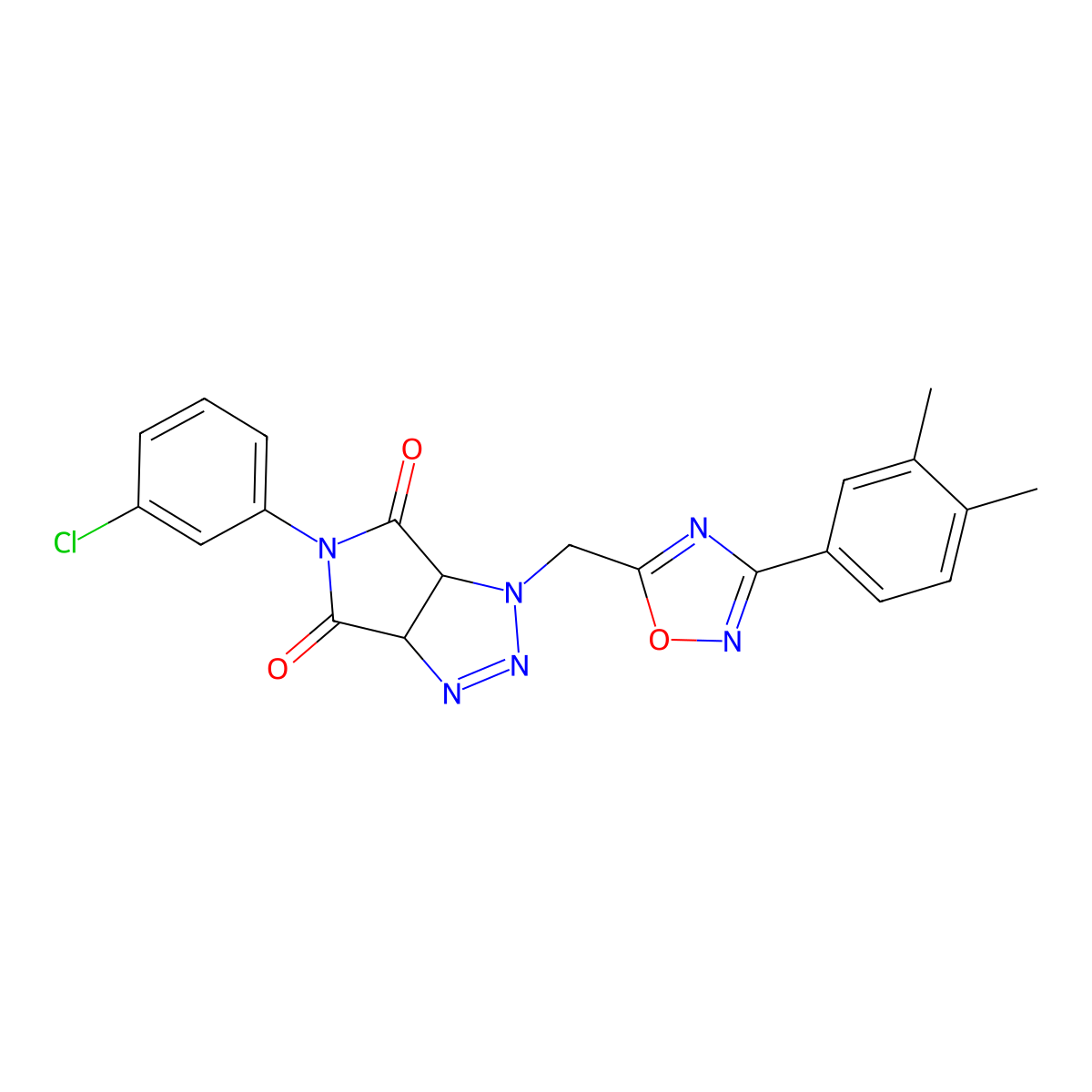 5-(3-chlorophenyl)-1-((3-(3,4-dimethylphenyl)-1,2,4-oxadiazol-5-yl)methyl)-1,6a-dihydropyrrolo[3,4-d][1,2,3]triazole-4,6(3aH,5H)-dione molecular structure, CAS 1251612-22-2