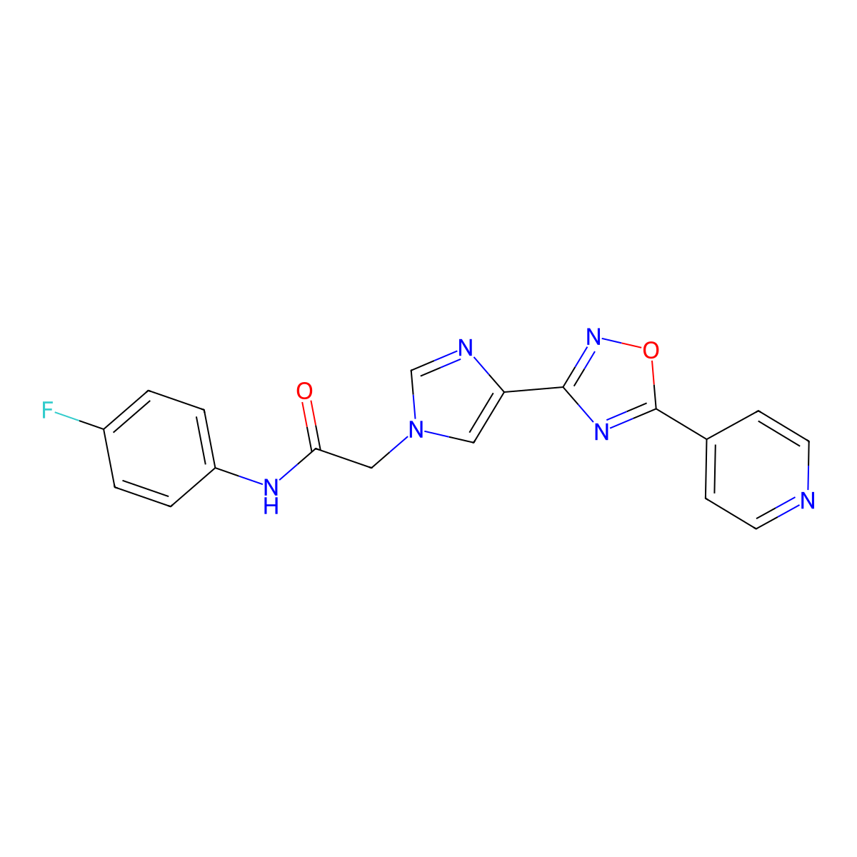 N-(4-fluorophenyl)-2-{4-[5-(pyridin-4-yl)-1,2,4-oxadiazol-3-yl]-1H-imidazol-1-yl}acetamide molecular structure, CAS 1251612-27-7
