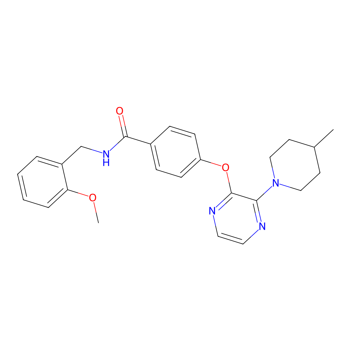 N-(2-methoxybenzyl)-4-((3-(4-methylpiperidin-1-yl)pyrazin-2-yl)oxy)benzamide molecular structure, CAS 1251612-33-5
