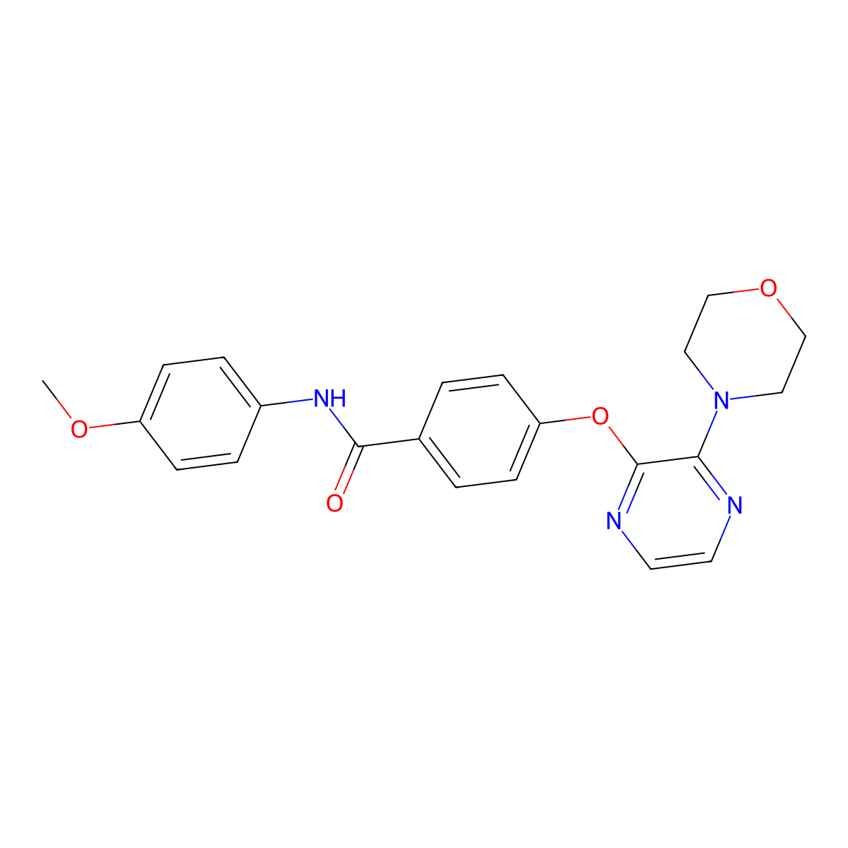 N-(4-methoxyphenyl)-4-{[3-(morpholin-4-yl)pyrazin-2-yl]oxy}benzamide molecular structure, CAS 1251612-40-4