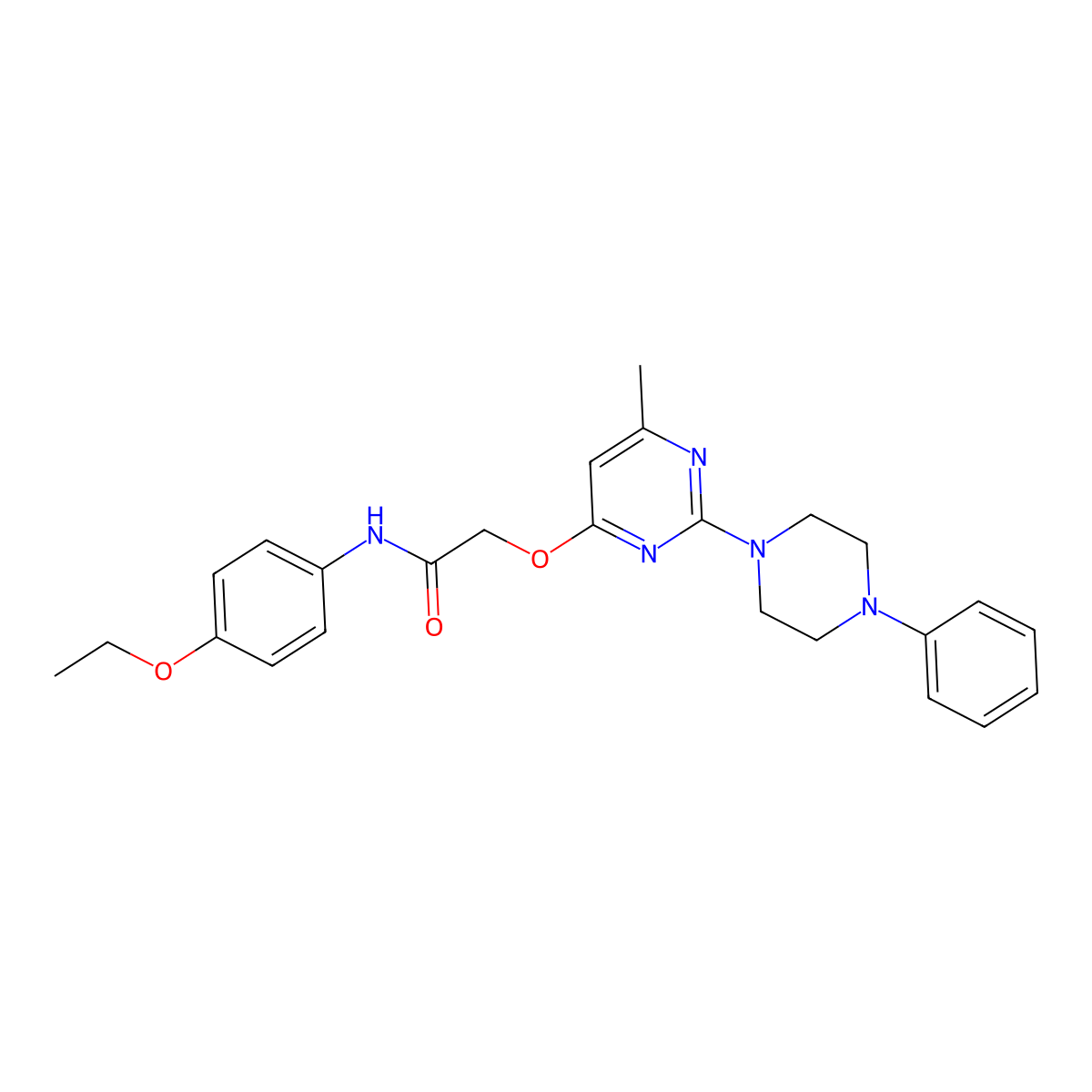 N-(4-ethoxyphenyl)-2-{[6-methyl-2-(4-phenylpiperazin-1-yl)pyrimidin-4-yl]oxy}acetamide molecular structure, CAS 1251612-42-6