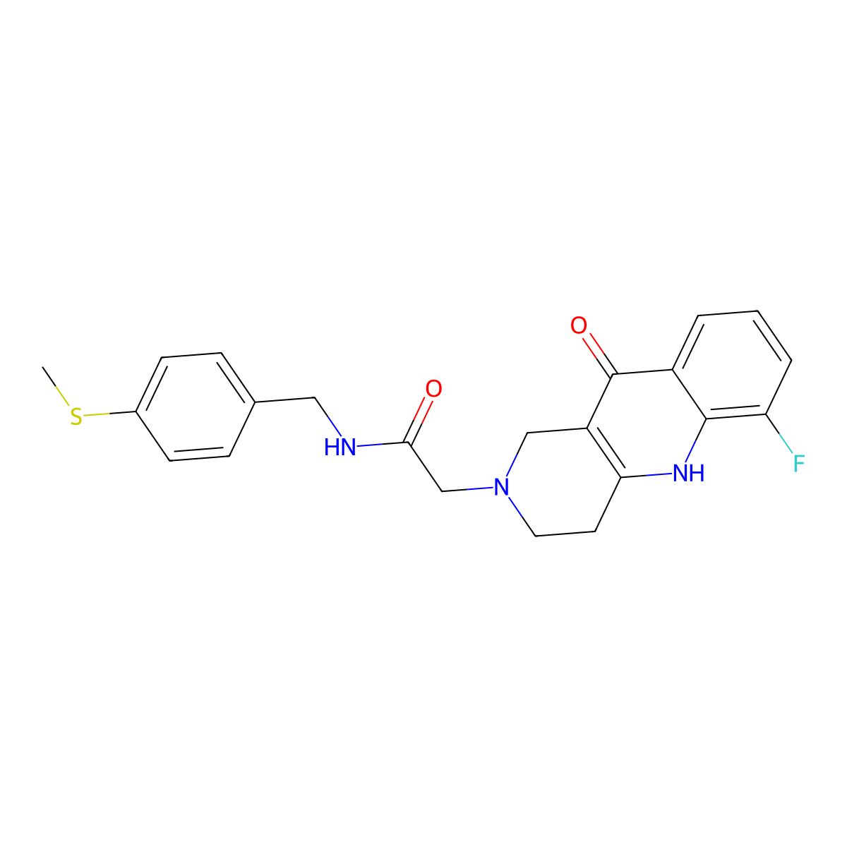2-(6-fluoro-10-oxo-3,4-dihydrobenzo[b][1,6]naphthyridin-2(1H,5H,10H)-yl)-N-(4-(methylthio)benzyl)acetamide molecular structure, CAS 1251612-49-3