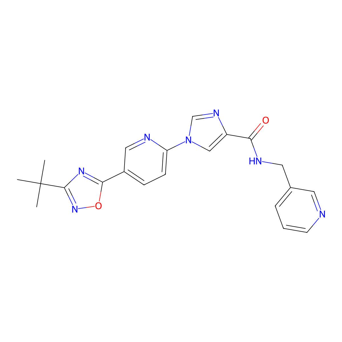 1-[5-(3-tert-butyl-1,2,4-oxadiazol-5-yl)pyridin-2-yl]-N-[(pyridin-3-yl)methyl]-1H-imidazole-4-carboxamide molecular structure, CAS 1251612-63-1