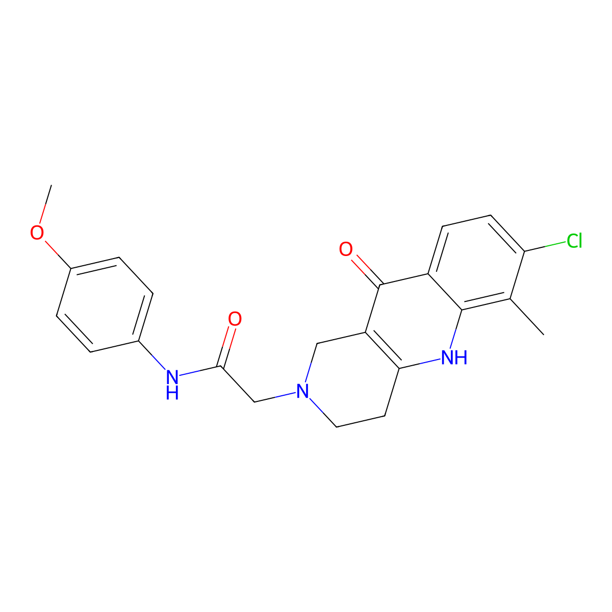 2-(7-chloro-6-methyl-10-oxo-3,4-dihydrobenzo[b][1,6]naphthyridin-2(1H,5H,10H)-yl)-N-(4-methoxyphenyl)acetamide molecular structure, CAS 1251612-66-4