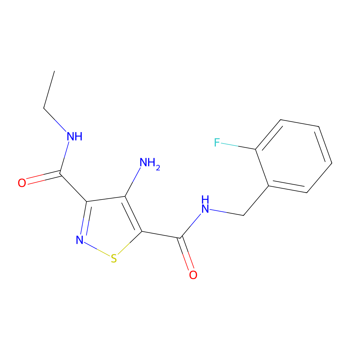 4-amino-N3-ethyl-N5-(2-fluorobenzyl)isothiazole-3,5-dicarboxamide molecular structure, CAS 1251612-97-1
