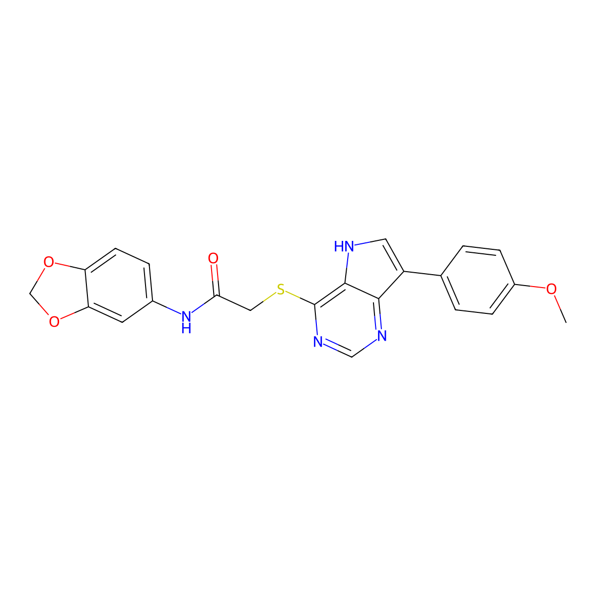 N-(1,3-benzodioxol-5-yl)-2-{[7-(4-methoxyphenyl)-5H-pyrrolo[3,2-d]pyrimidin-4-yl]sulfanyl}acetamide molecular structure, CAS 1251613-01-0
