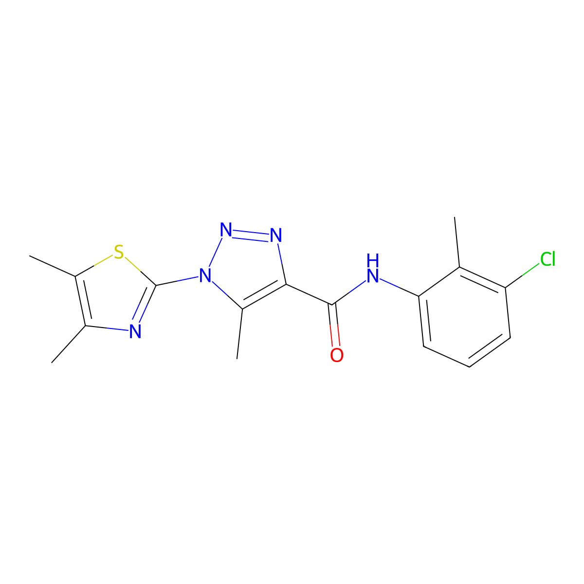 N-(3-chloro-2-methylphenyl)-1-(4,5-dimethylthiazol-2-yl)-5-methyl-1H-1,2,3-triazole-4-carboxamide molecular structure, CAS 1251613-06-5
