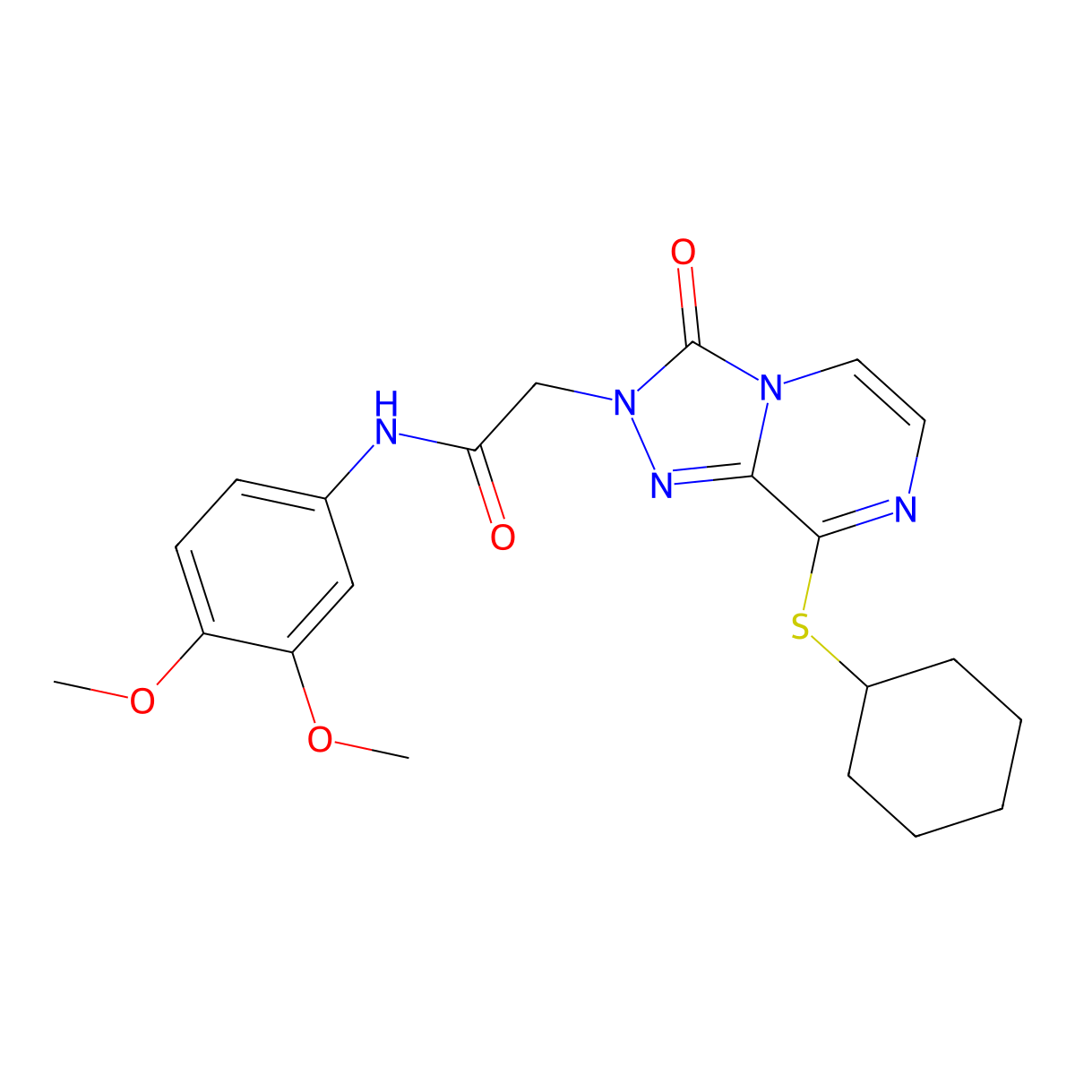 2-[8-(cyclohexylsulfanyl)-3-oxo-2H,3H-[1,2,4]triazolo[4,3-a]pyrazin-2-yl]-N-(3,4-dimethoxyphenyl)acetamide molecular structure, CAS 1251613-09-8