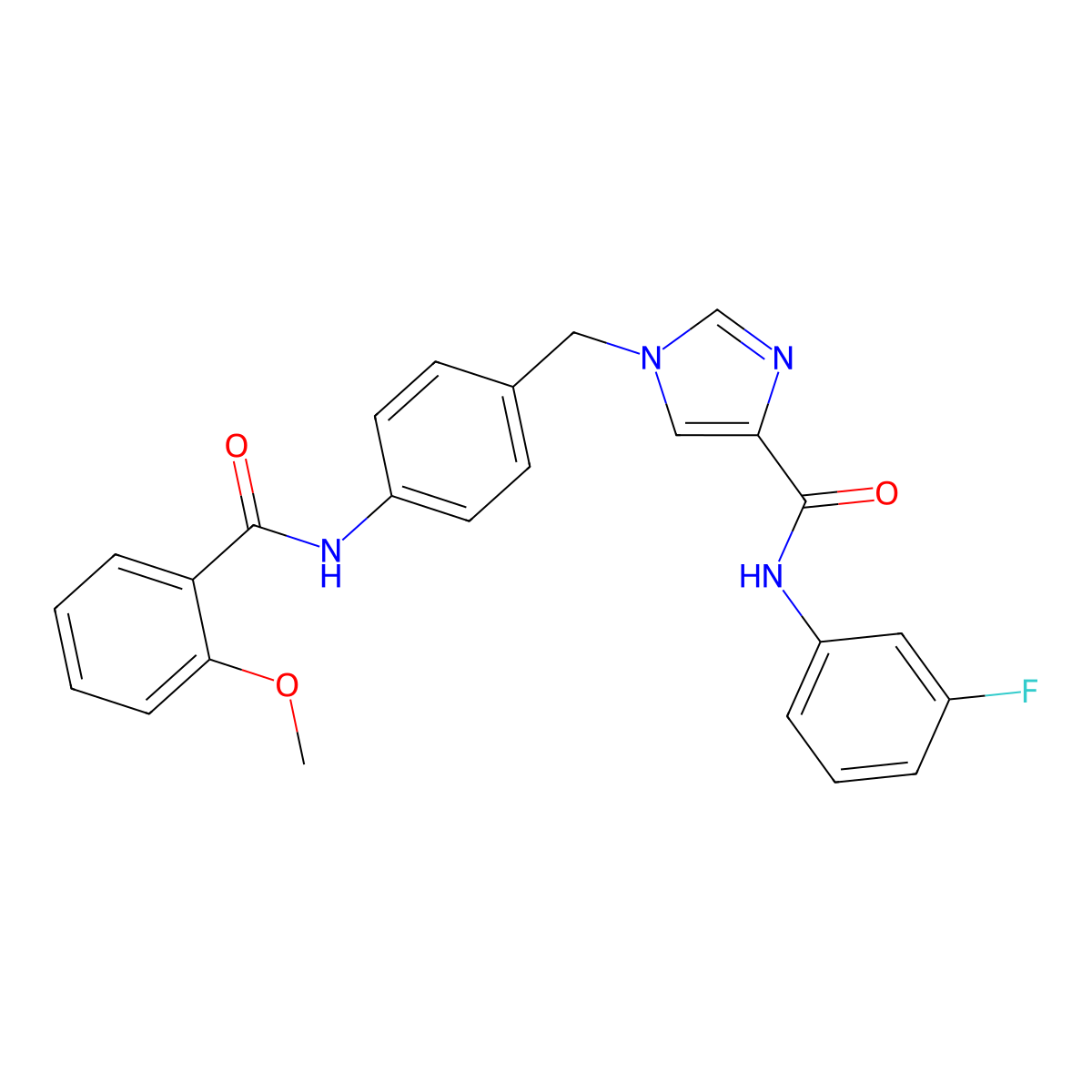 N-(3-fluorophenyl)-1-(4-(2-methoxybenzamido)benzyl)-1H-imidazole-4-carboxamide molecular structure, CAS 1251613-11-2