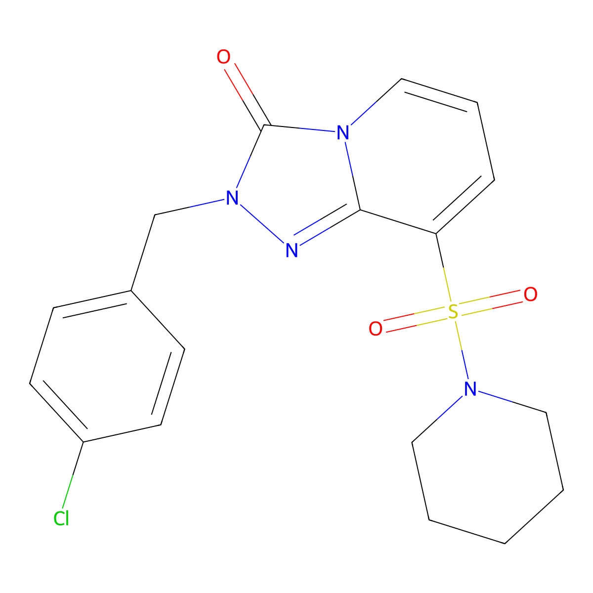 2-(4-chlorobenzyl)-8-(piperidin-1-ylsulfonyl)-[1,2,4]triazolo[4,3-a]pyridin-3(2H)-one molecular structure, CAS 1251613-15-6