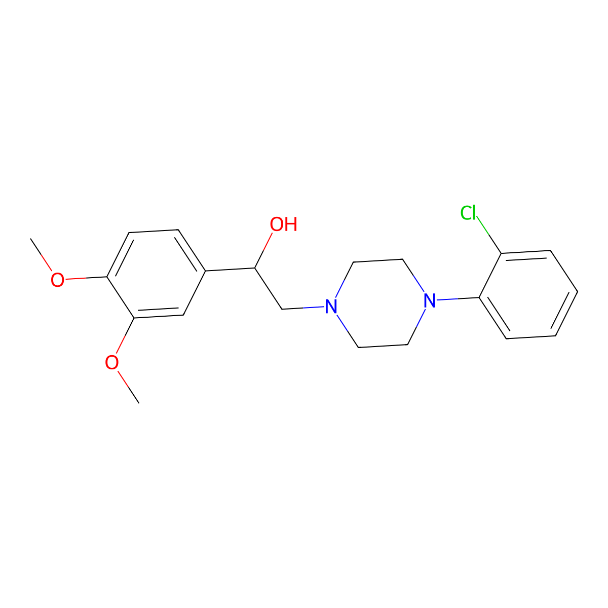 2-(4-(2-Chlorophenyl)piperazin-1-yl)-1-(3,4-dimethoxyphenyl)ethanol molecular structure, CAS 1251613-18-9