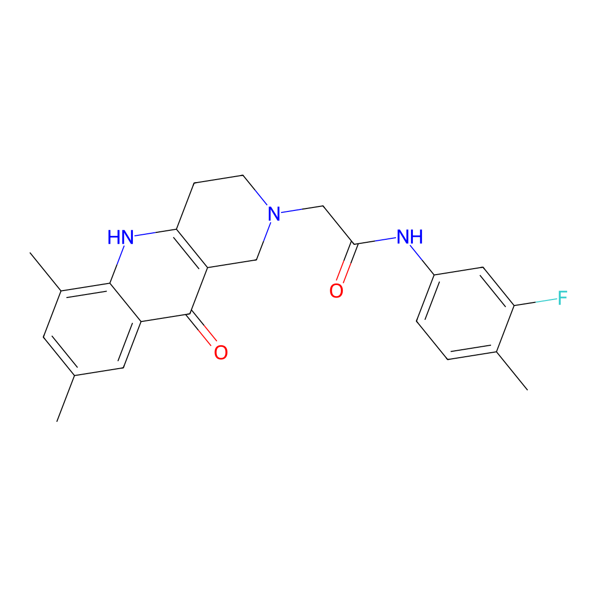 2-(6,8-dimethyl-10-oxo-3,4-dihydrobenzo[b][1,6]naphthyridin-2(1H,5H,10H)-yl)-N-(3-fluoro-4-methylphenyl)acetamide molecular structure, CAS 1251613-19-0