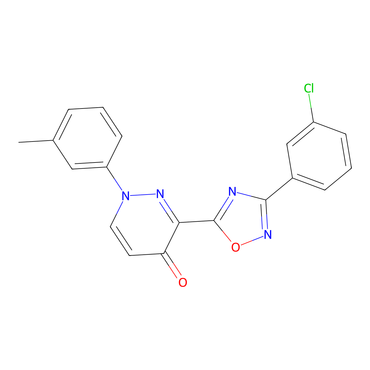 3-[3-(3-Chlorophenyl)-1,2,4-oxadiazol-5-yl]-1-(3-methylphenyl)-1,4-dihydropyridazin-4-one molecular structure, CAS 1251613-20-3