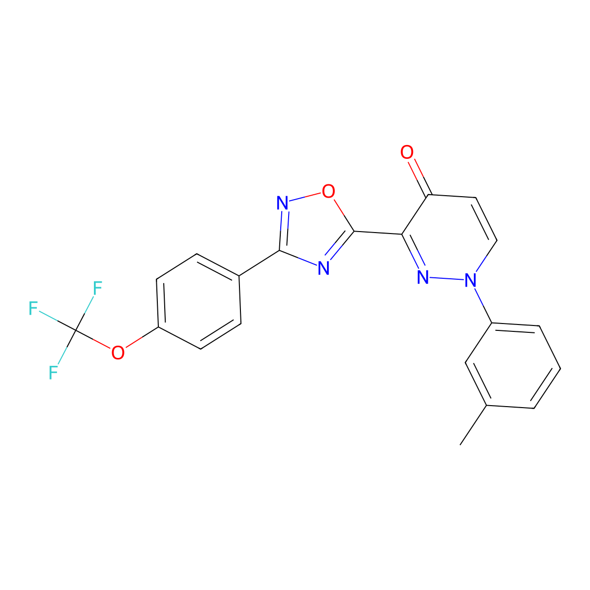 1-(m-tolyl)-3-(3-(4-(trifluoromethoxy)phenyl)-1,2,4-oxadiazol-5-yl)pyridazin-4(1H)-one molecular structure, CAS 1251613-27-0