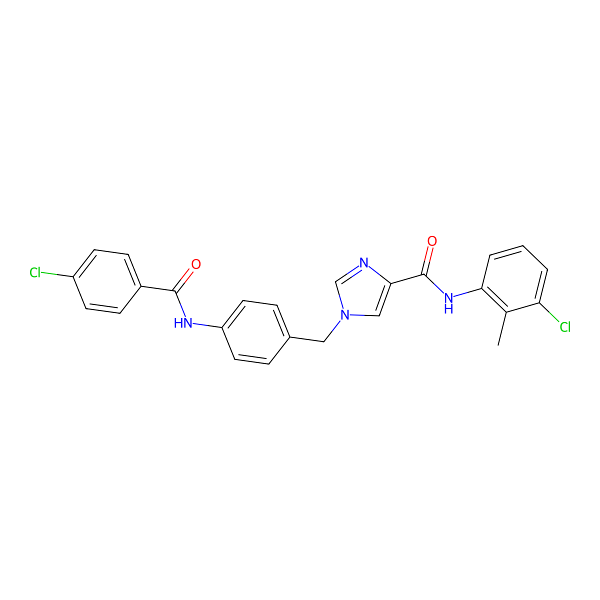 N-(3-chloro-2-methylphenyl)-1-{[4-(4-chlorobenzamido)phenyl]methyl}-1H-imidazole-4-carboxamide molecular structure, CAS 1251613-31-6