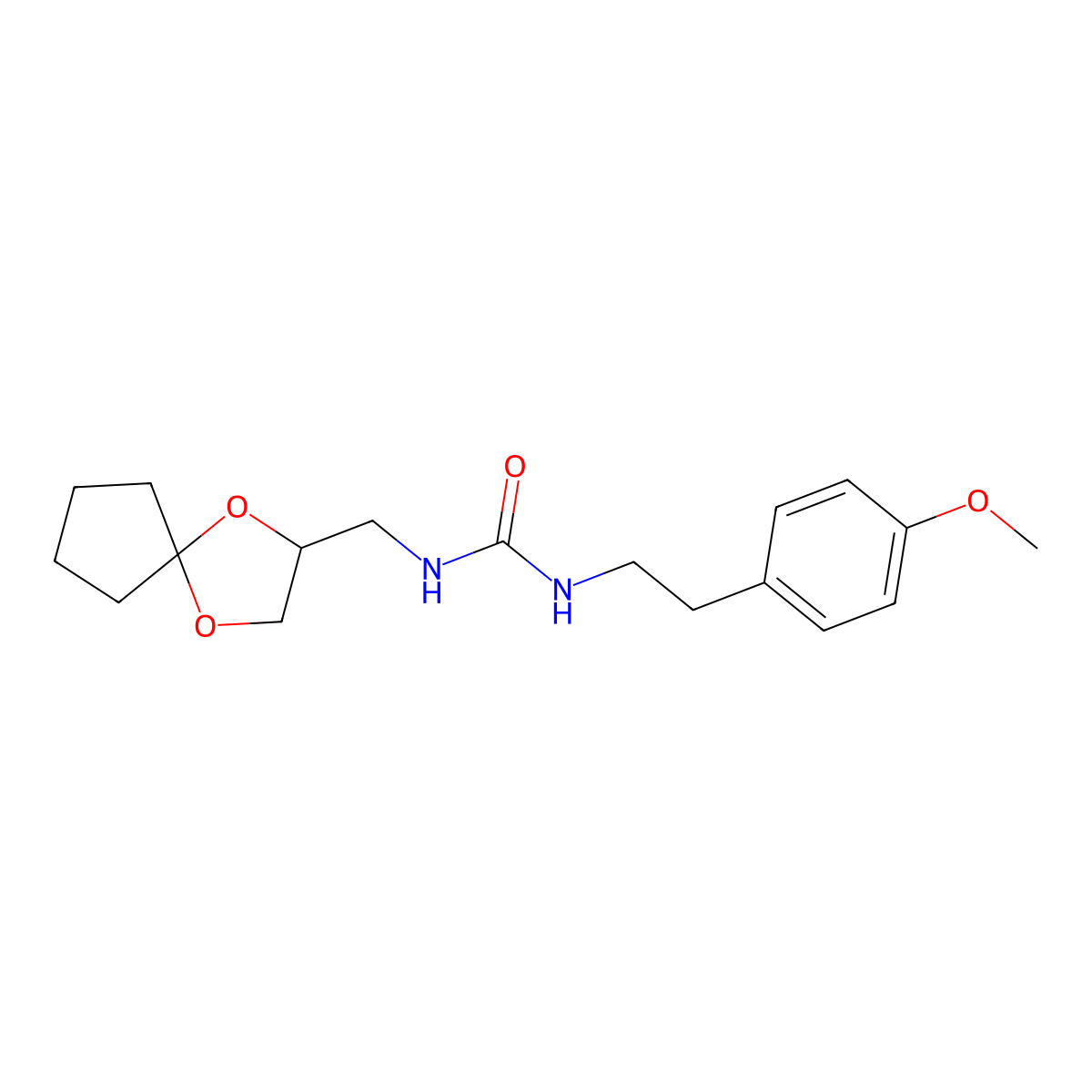 1-(1,4-Dioxaspiro[4.4]nonan-2-ylmethyl)-3-(4-methoxyphenethyl)urea molecular structure, CAS 1251613-37-2