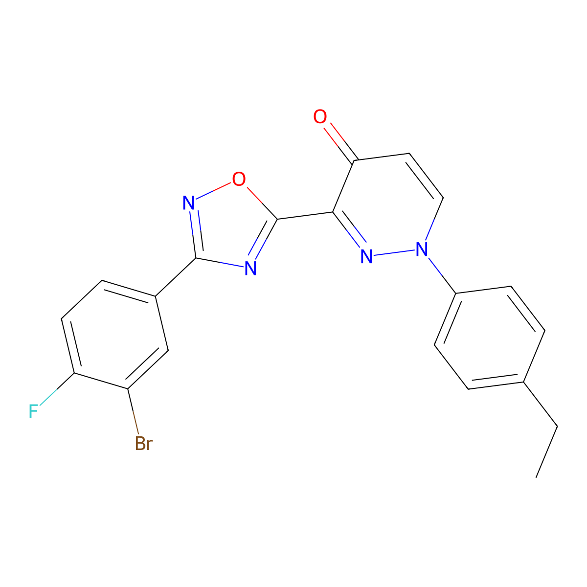 3-(3-(3-bromo-4-fluorophenyl)-1,2,4-oxadiazol-5-yl)-1-(4-ethylphenyl)pyridazin-4(1H)-one molecular structure, CAS 1251613-40-7