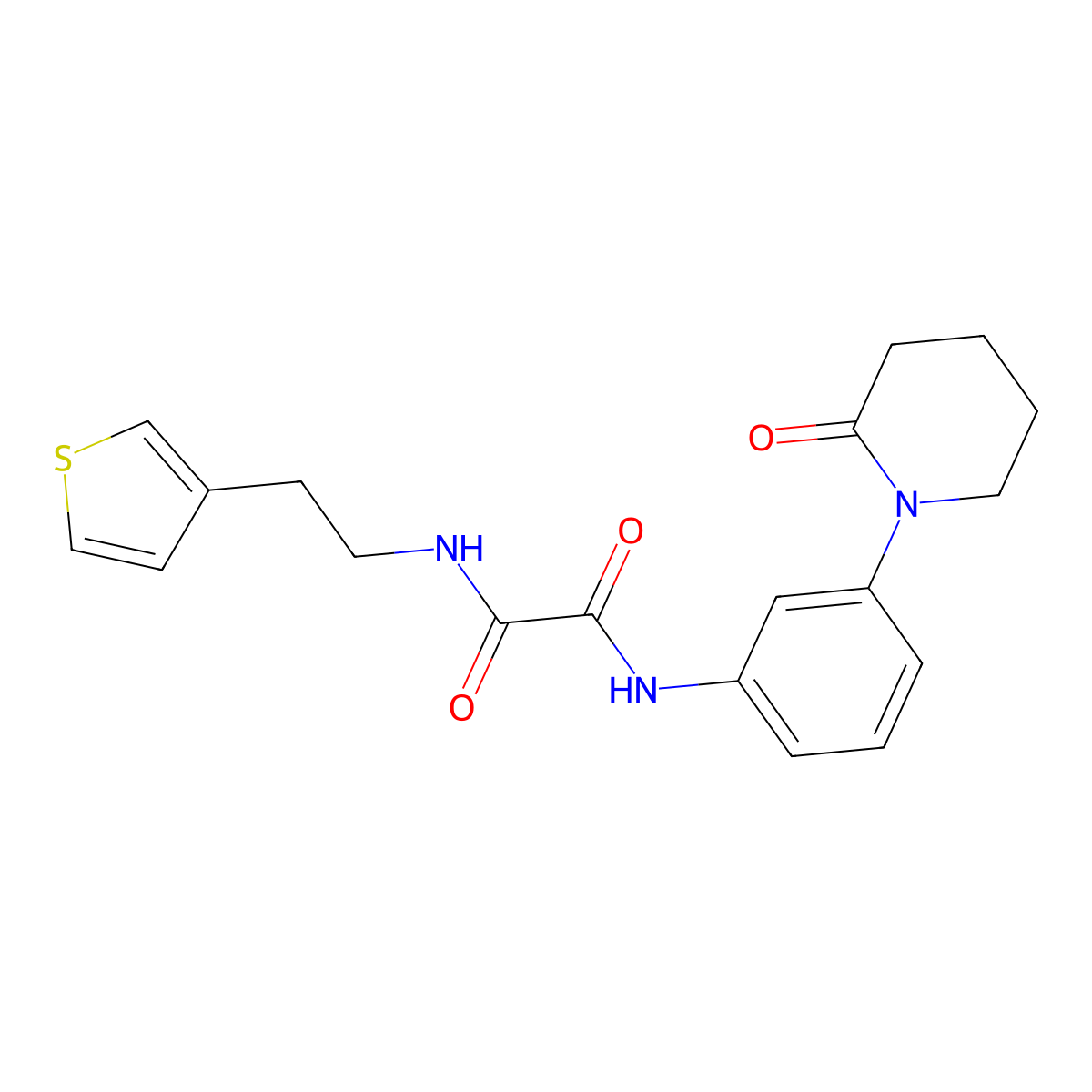 N1-(3-(2-oxopiperidin-1-yl)phenyl)-N2-(2-(thiophen-3-yl)ethyl)oxalamide molecular structure, CAS 1251613-49-6