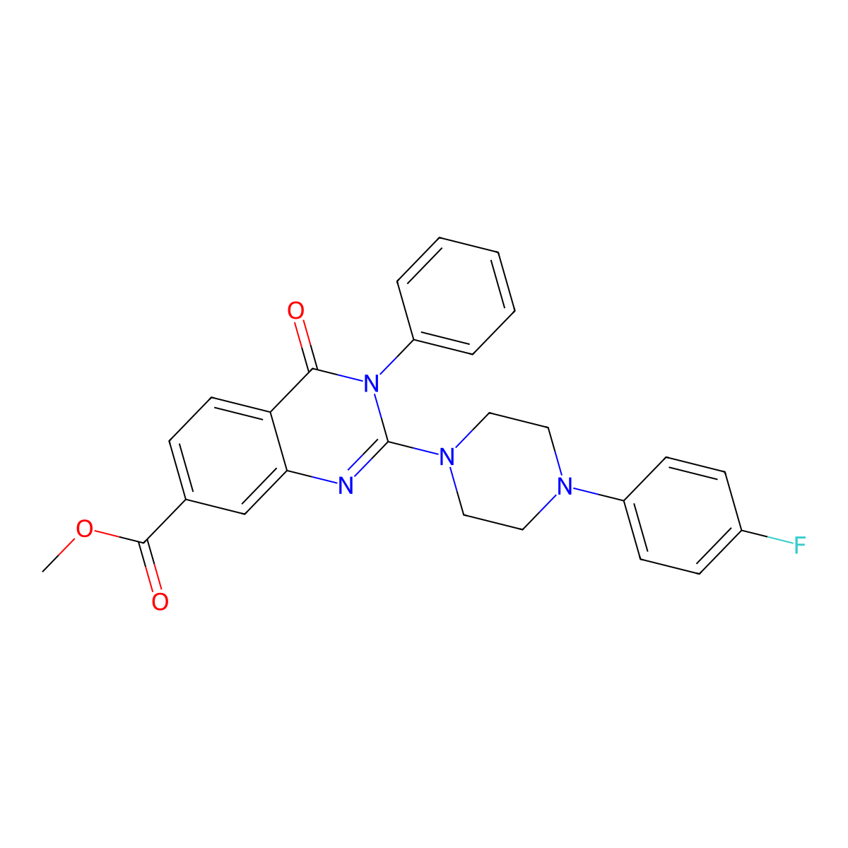 Methyl 2-[4-(4-fluorophenyl)piperazin-1-yl]-4-oxo-3-phenyl-3,4-dihydroquinazoline-7-carboxylate molecular structure, CAS 1251613-54-3