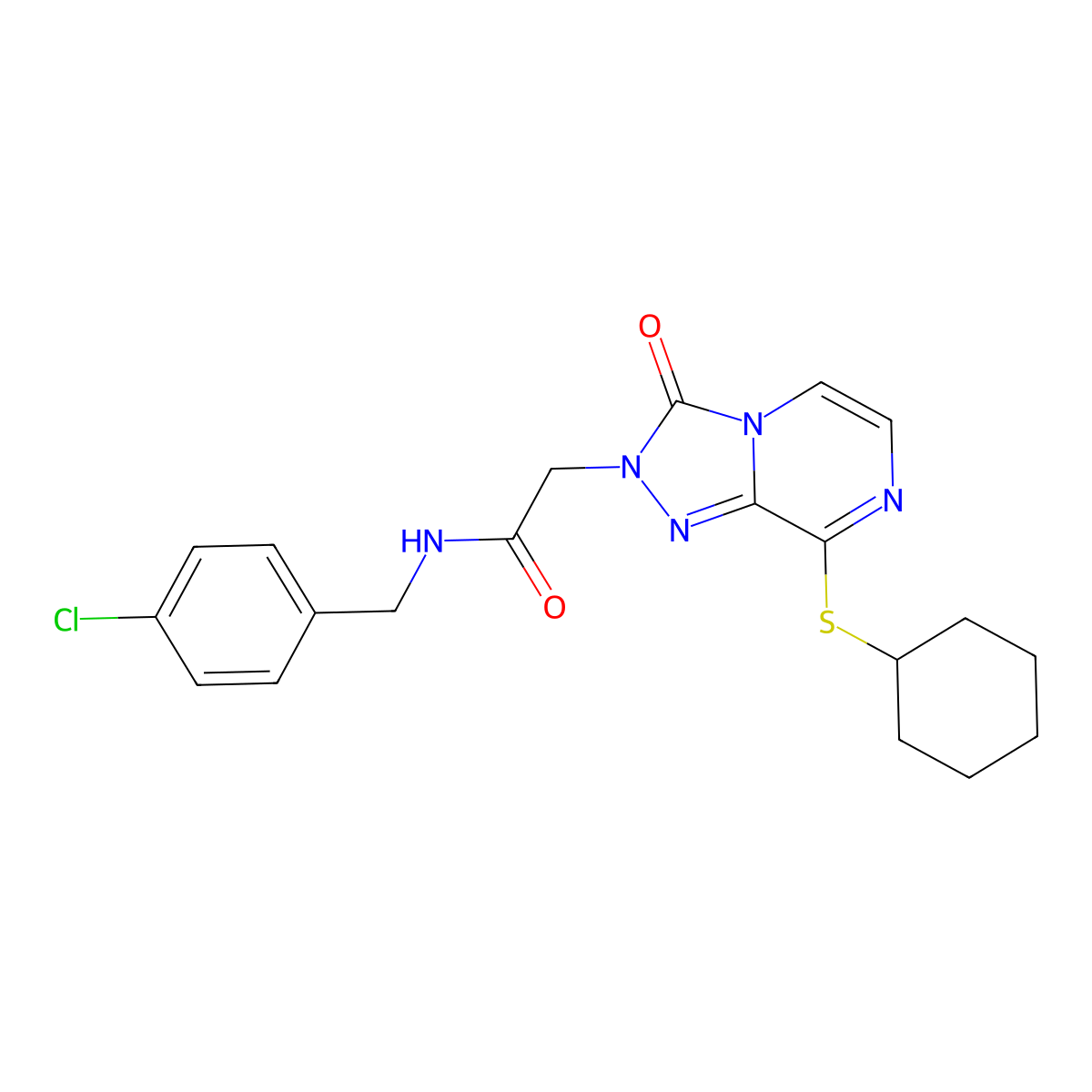 N-[(4-chlorophenyl)methyl]-2-[8-(cyclohexylsulfanyl)-3-oxo-2H,3H-[1,2,4]triazolo[4,3-a]pyrazin-2-yl]acetamide molecular structure, CAS 1251613-55-4