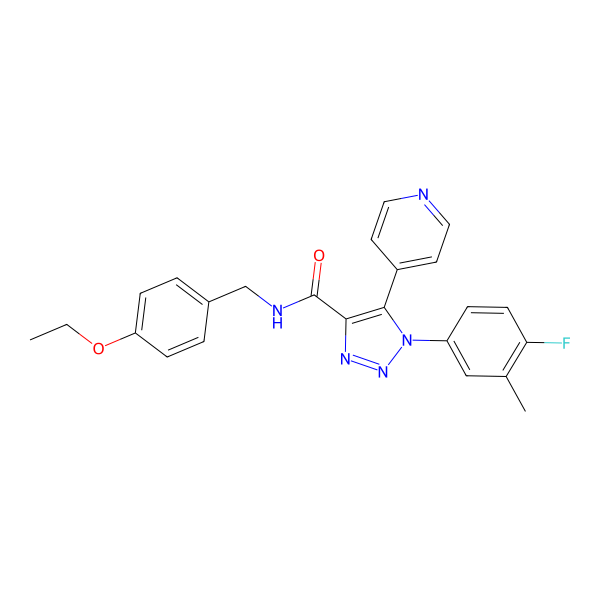N-(4-ethoxybenzyl)-1-(4-fluoro-3-methylphenyl)-5-(pyridin-4-yl)-1H-1,2,3-triazole-4-carboxamide molecular structure, CAS 1251613-59-8