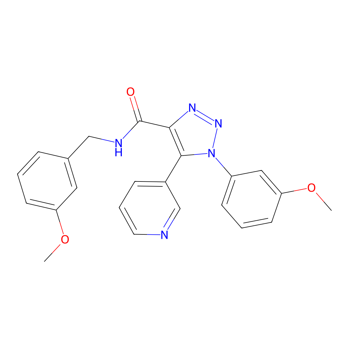 N-(3-methoxybenzyl)-1-(3-methoxyphenyl)-5-(pyridin-3-yl)-1H-1,2,3-triazole-4-carboxamide molecular structure, CAS 1251613-64-5