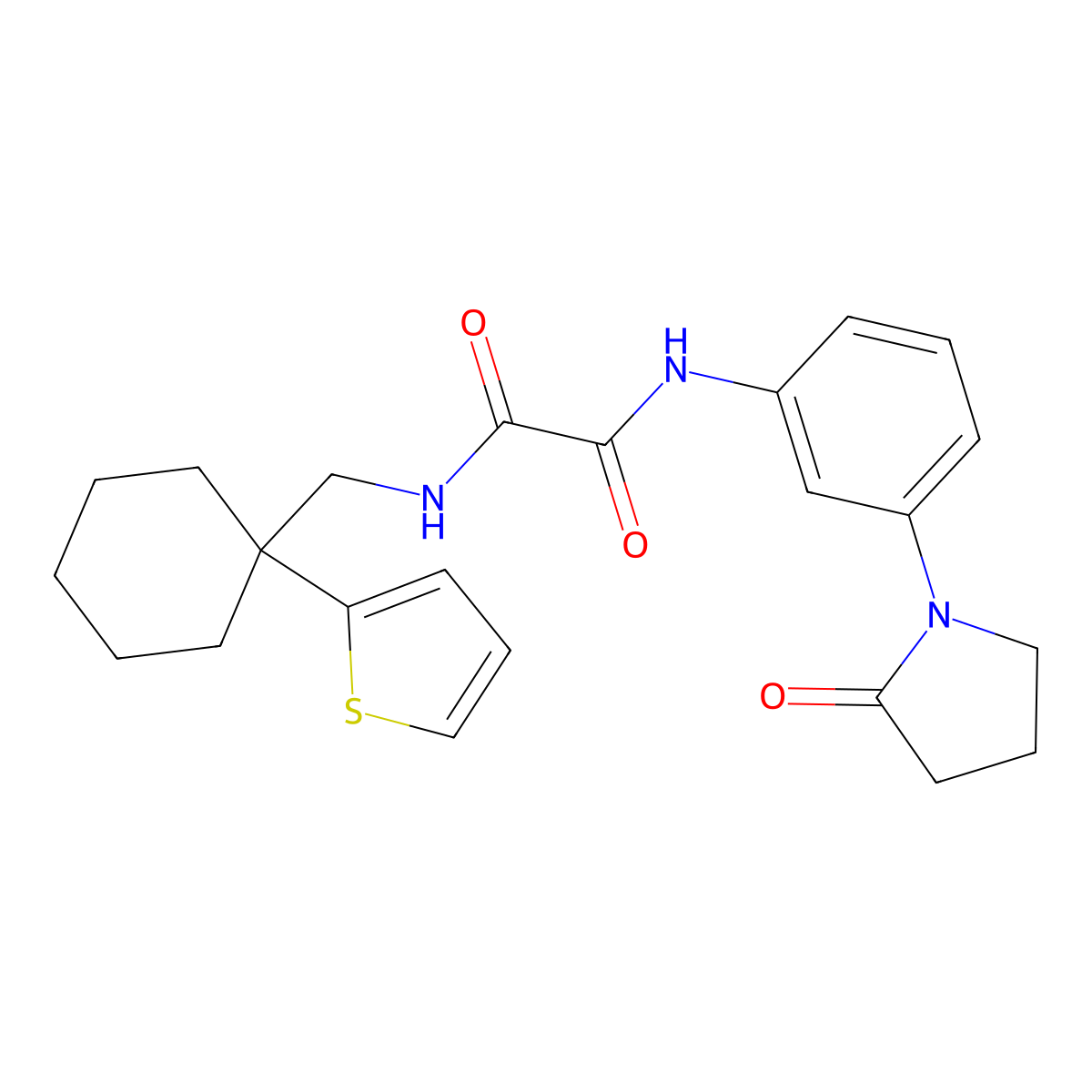 N1-(3-(2-oxopyrrolidin-1-yl)phenyl)-N2-((1-(thiophen-2-yl)cyclohexyl)methyl)oxalamide molecular structure, CAS 1251613-69-0