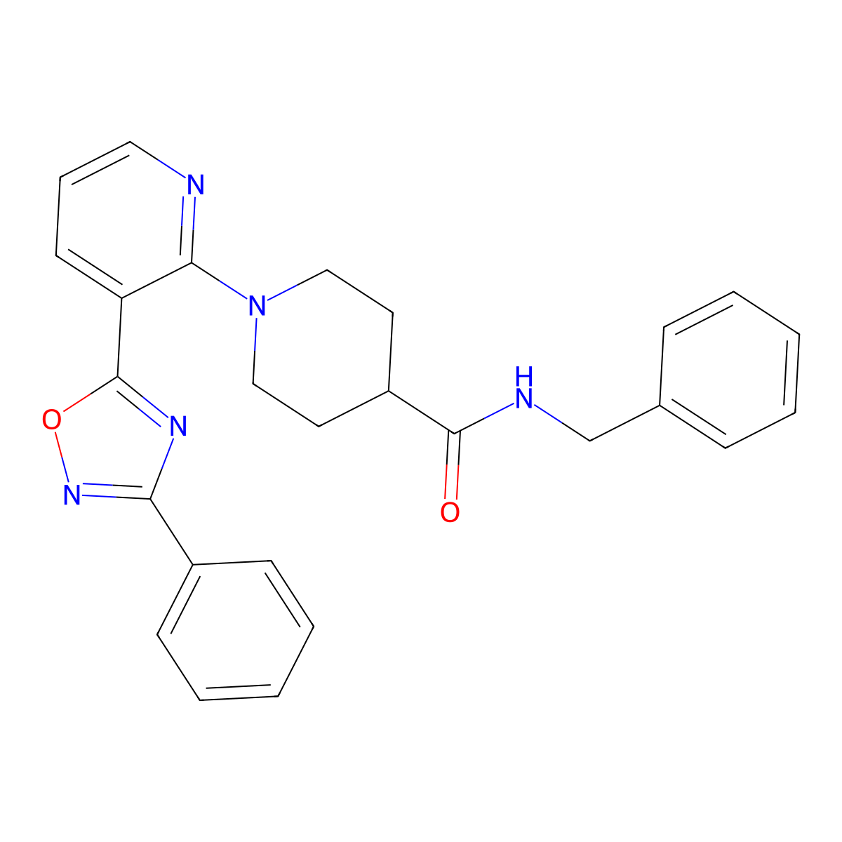 N-benzyl-1-[3-(3-phenyl-1,2,4-oxadiazol-5-yl)pyridin-2-yl]piperidine-4-carboxamide molecular structure, CAS 1251613-72-5