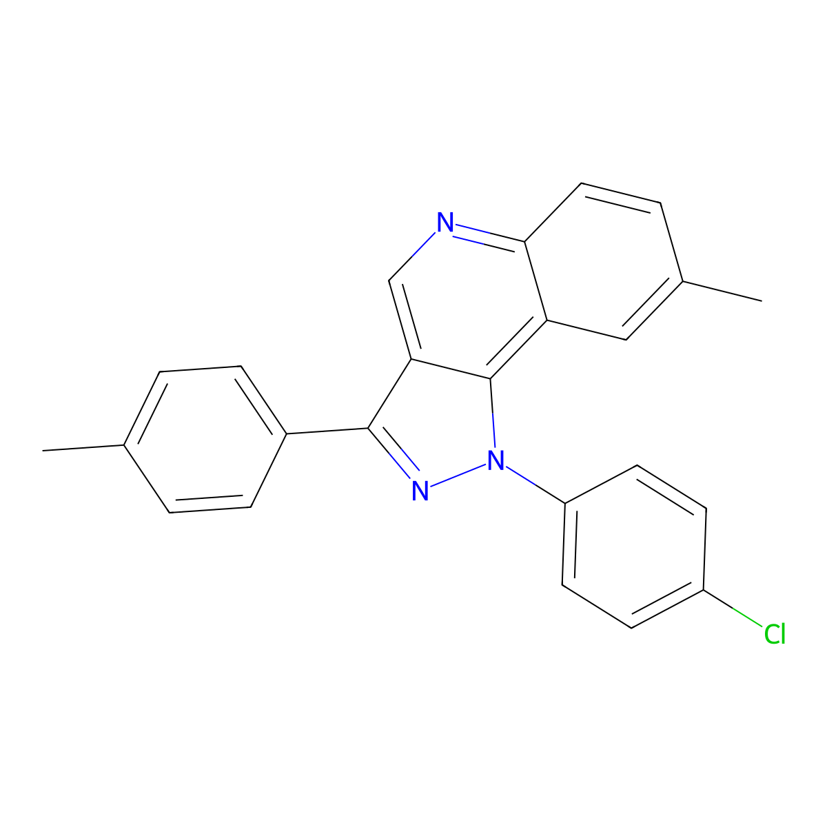 1-(4-chlorophenyl)-8-methyl-3-(p-tolyl)-1H-pyrazolo[4,3-c]quinoline molecular structure, CAS 1251613-73-6