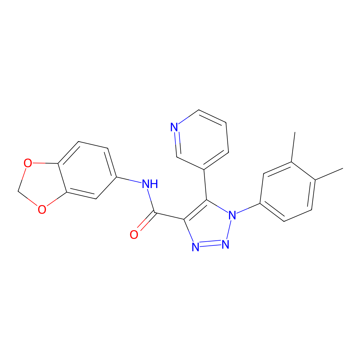N-(benzo[d][1,3]dioxol-5-yl)-1-(3,4-dimethylphenyl)-5-(pyridin-3-yl)-1H-1,2,3-triazole-4-carboxamide molecular structure, CAS 1251613-74-7