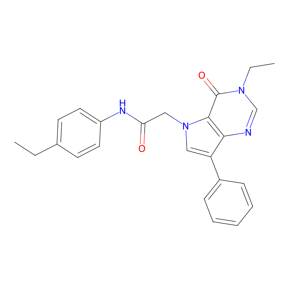 2-(3-ethyl-4-oxo-7-phenyl-3,4-dihydro-5H-pyrrolo[3,2-d]pyrimidin-5-yl)-N-(4-ethylphenyl)acetamide molecular structure, CAS 1251613-78-1