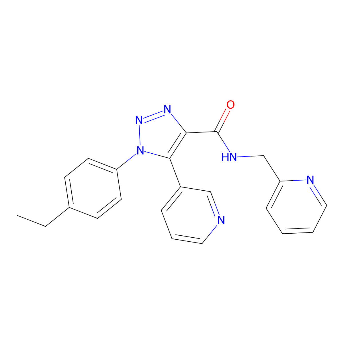 1-(4-ethylphenyl)-5-pyridin-3-yl-N-(pyridin-2-ylmethyl)-1H-1,2,3-triazole-4-carboxamide molecular structure, CAS 1251613-79-2