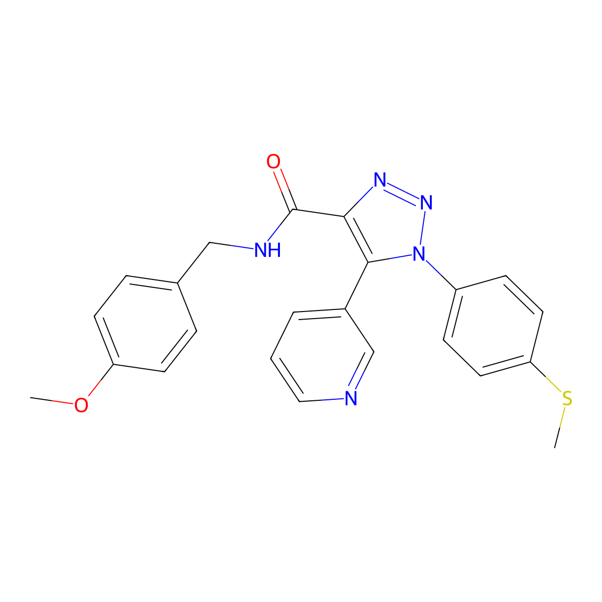 N-(4-methoxybenzyl)-1-(4-(methylthio)phenyl)-5-(pyridin-3-yl)-1H-1,2,3-triazole-4-carboxamide molecular structure, CAS 1251613-81-6