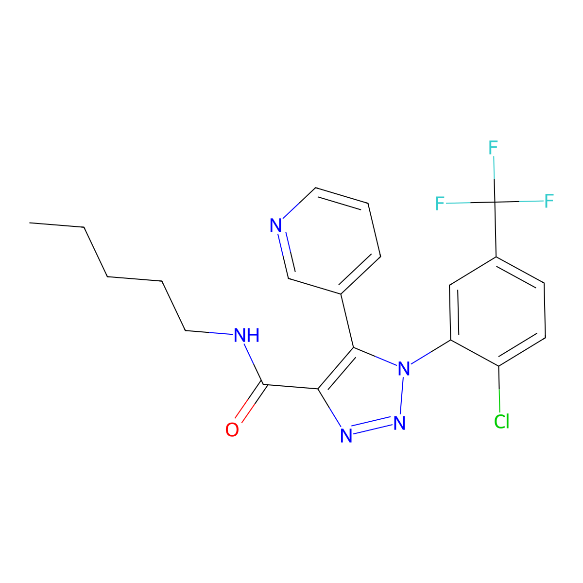 1-[2-chloro-5-(trifluoromethyl)phenyl]-N-pentyl-5-(pyridin-3-yl)-1H-1,2,3-triazole-4-carboxamide molecular structure, CAS 1251613-88-3