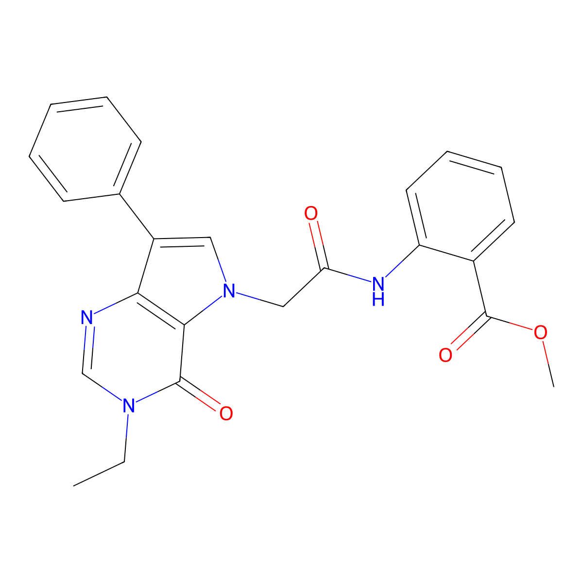 methyl 2-{[(3-ethyl-4-oxo-7-phenyl-3,4-dihydro-5H-pyrrolo[3,2-d]pyrimidin-5-yl)acetyl]amino}benzoate molecular structure, CAS 1251613-89-4