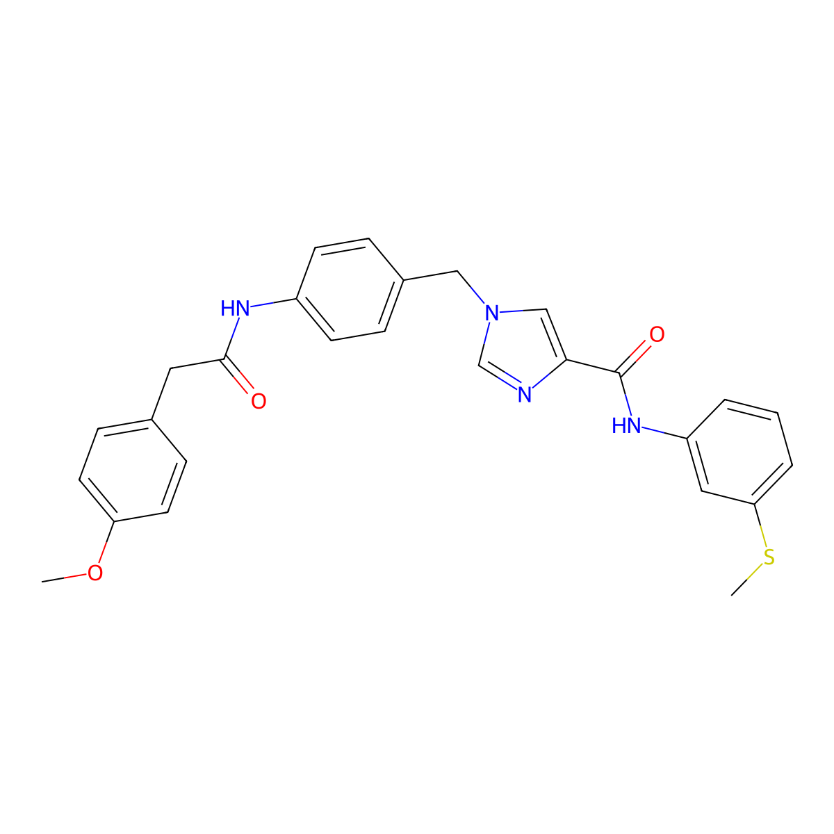 1-(4-(2-(4-methoxyphenyl)acetamido)benzyl)-N-(3-(methylthio)phenyl)-1H-imidazole-4-carboxamide molecular structure, CAS 1251613-93-0