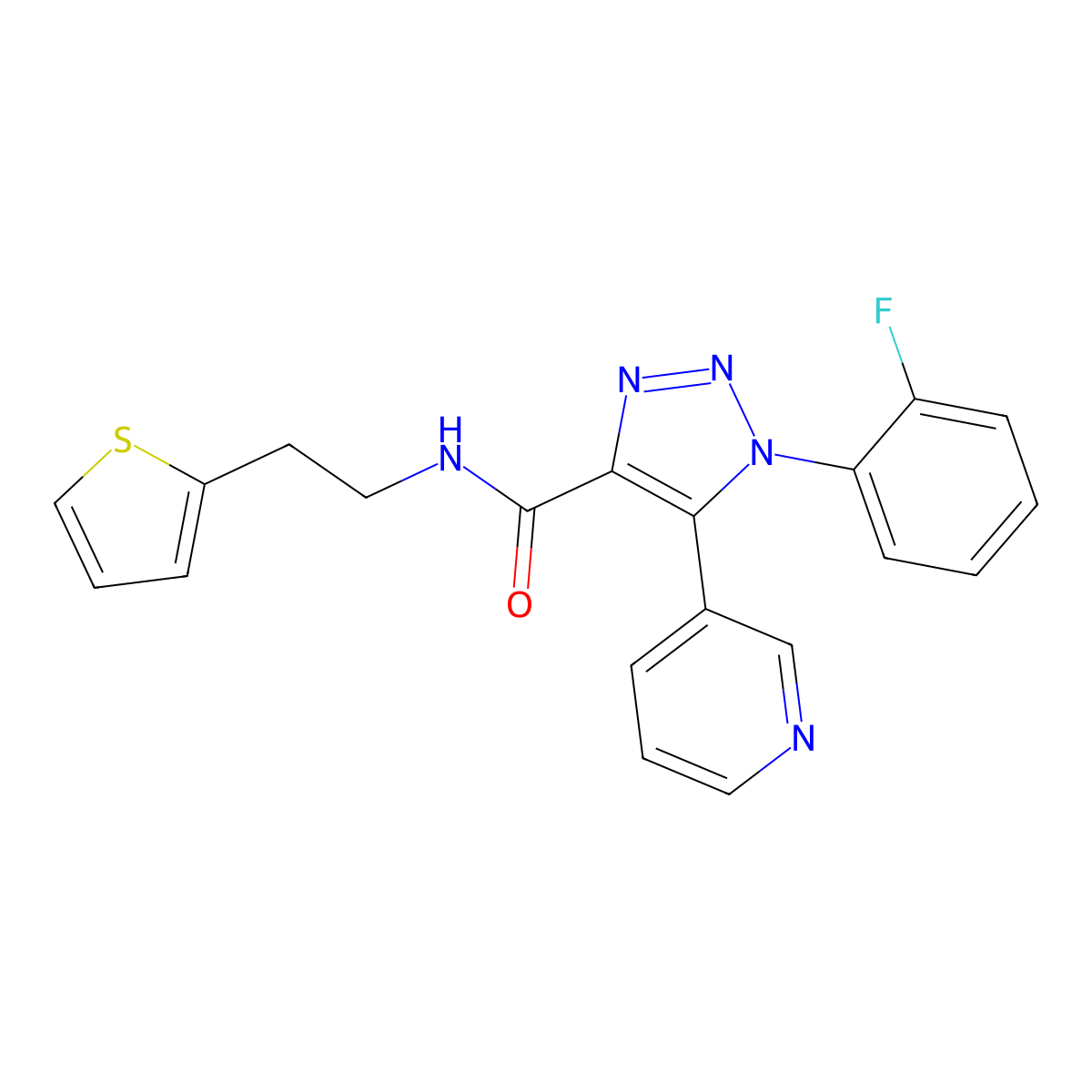 1-(2-fluorophenyl)-5-(pyridin-3-yl)-N-[2-(thiophen-2-yl)ethyl]-1H-1,2,3-triazole-4-carboxamide molecular structure, CAS 1251613-96-3
